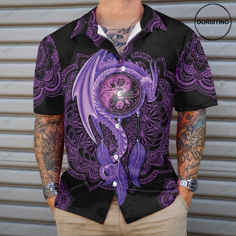 Neon Purple Dragon Mandala Dragon Purple Dragon For Men And Women Awesome Hawaiian Shirt