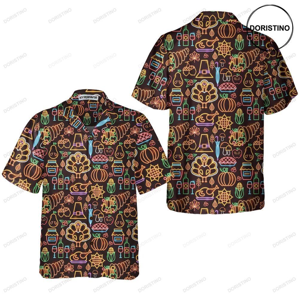 Neon Thanksgiving Turkey Seamless Pattern Funny Thanksgiving Best Gift For Than Awesome Hawaiian Shirt