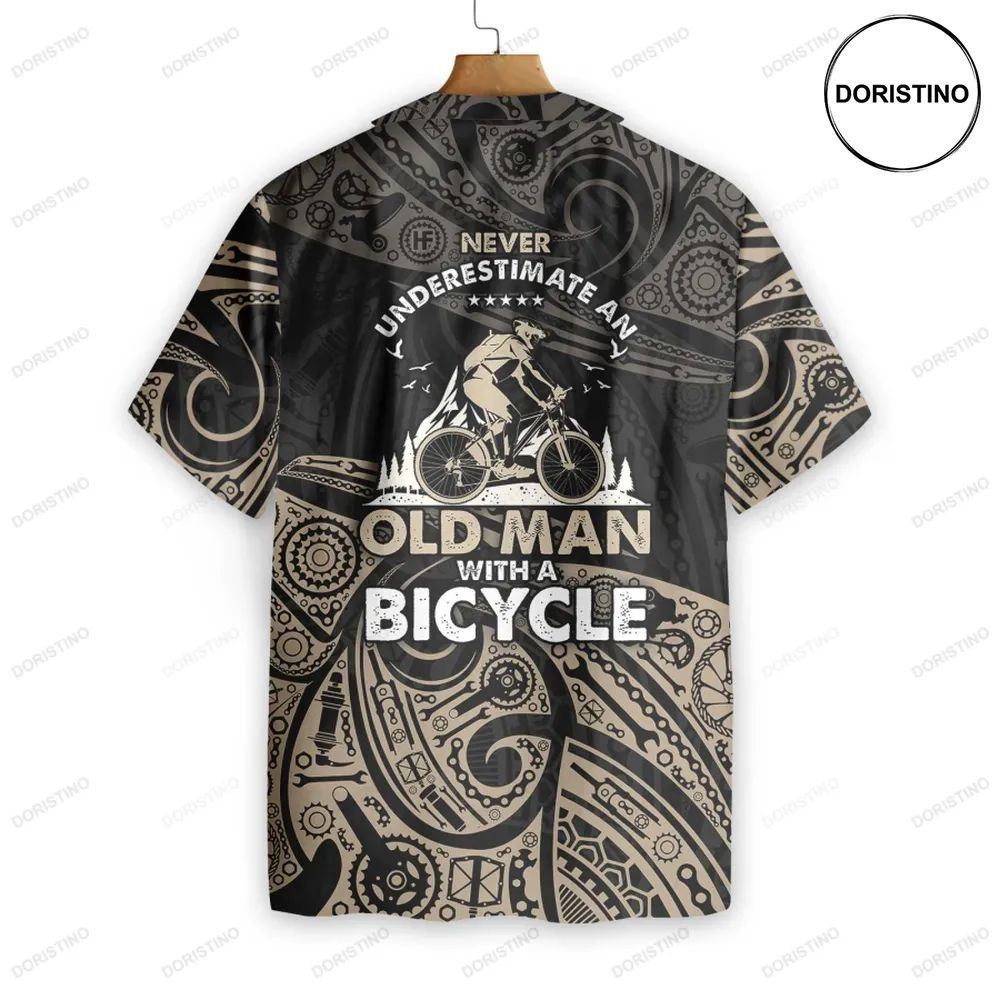 Never Underestimate An Old Men With A Bicycle Awesome Hawaiian Shirt