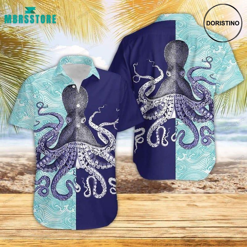 Octopus Beach Beach Shorts Hawaiian Shirt