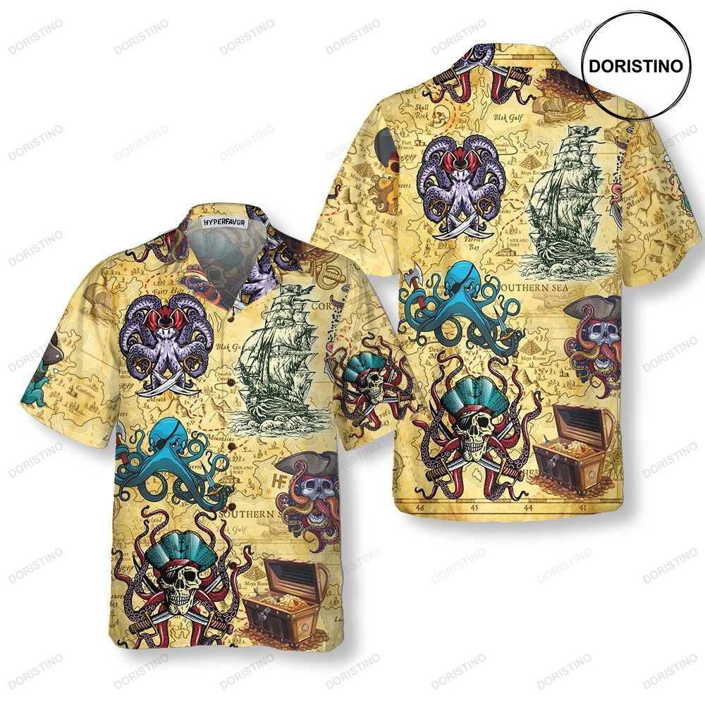Octopus Pirate Cool Pirate For Adults Pirate Pattern For Men Hawaiian Shirt