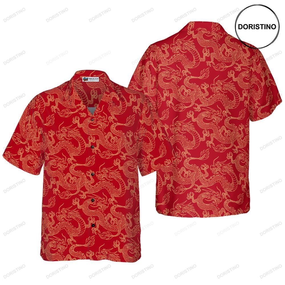 Oriental Dragon Red Hawaiian Shirt