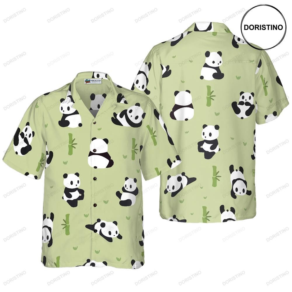 Panda Leaf Pattern Hawaiian Shirt