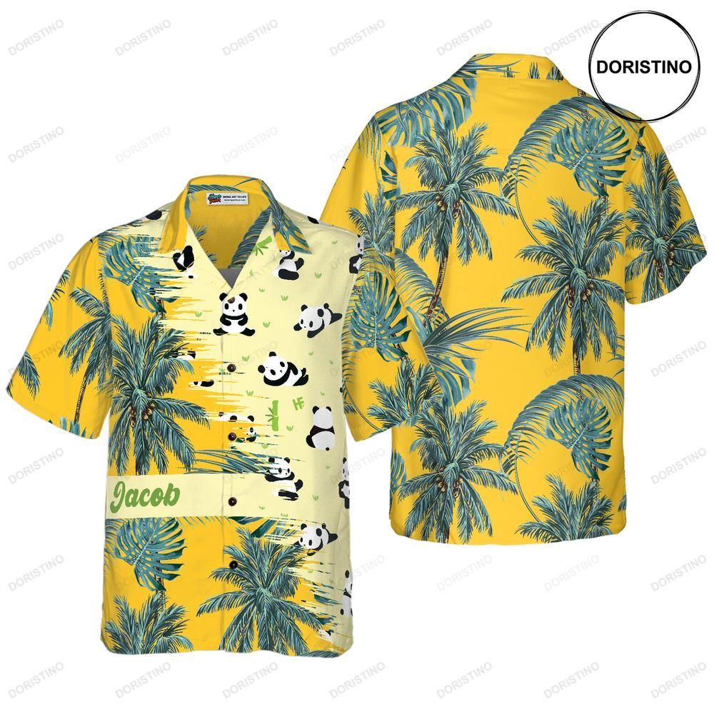 Panda Yellow Tropical Custom Awesome Hawaiian Shirt