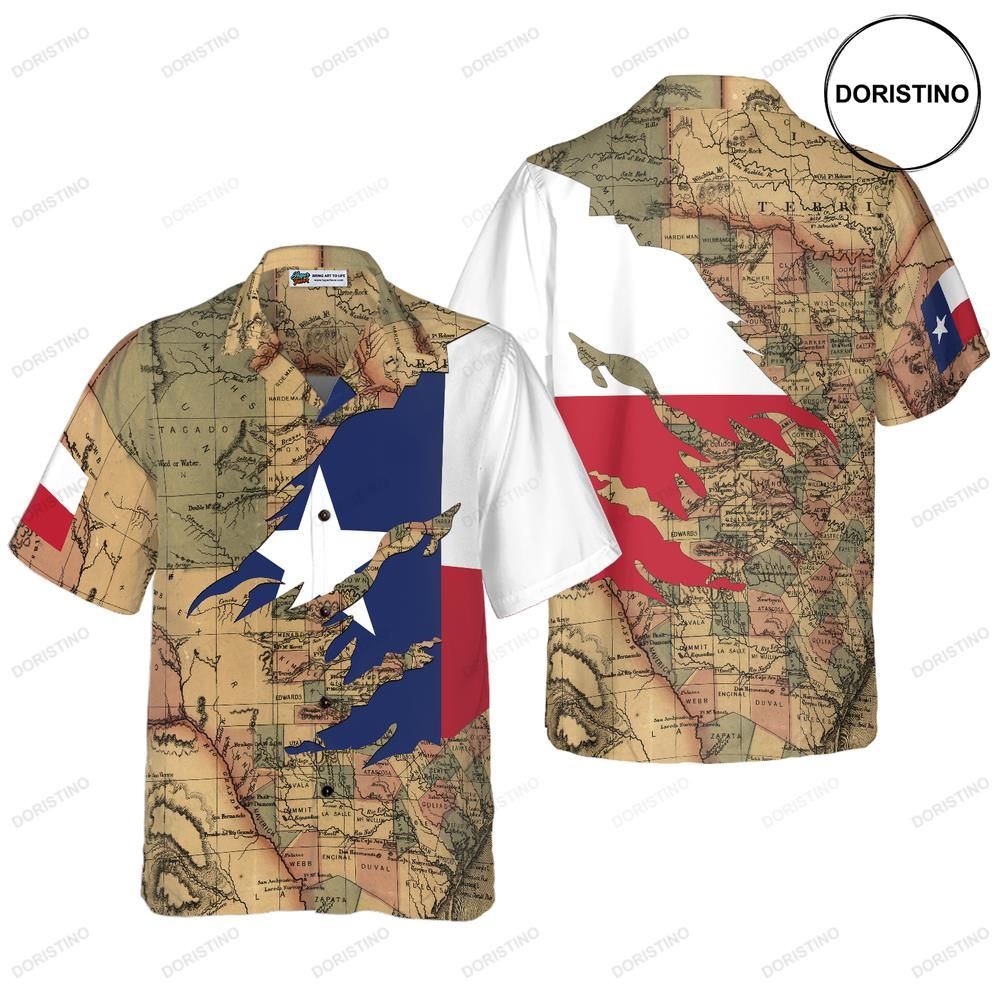 Patriotic Texas For Men Texas Flag Proud Texas Map Pattern For Men Hawaiian Shirt