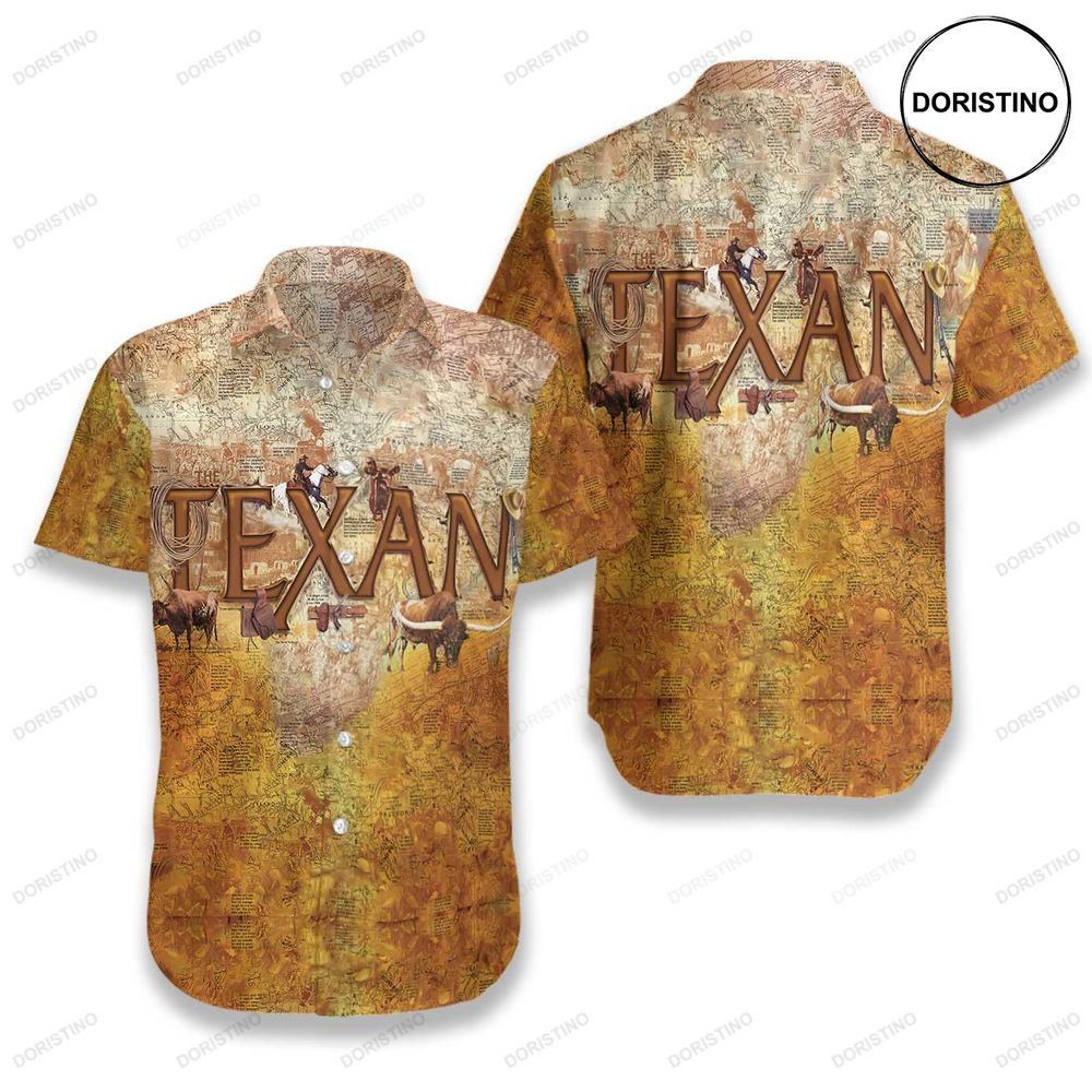 Patriotic Texas For Texan Unique Longhorns And Map Pattern Texas Home Proud Tex Awesome Hawaiian Shirt