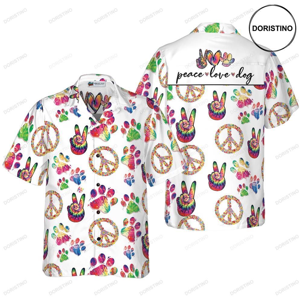 Peace Love Dog Seamless Hawaiian Shirt