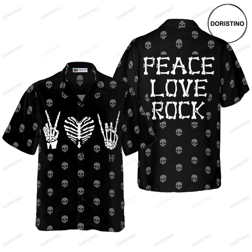 Peace Love Rock Goth Hawaiian Shirt