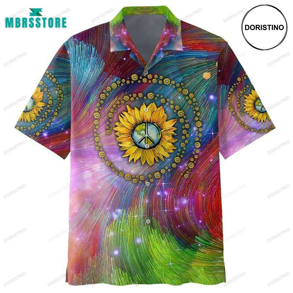 Peace Sign Sunflower Psychedelic Trippy Peace Beach For Summer Vacation Limited Edition Hawaiian Shirt