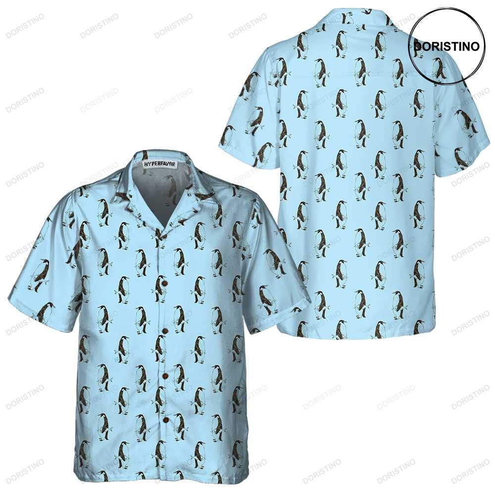 Penguin And Fish Seamless Pattern Cool Penguin For Men Penguin Themed Gift Idea Hawaiian Shirt