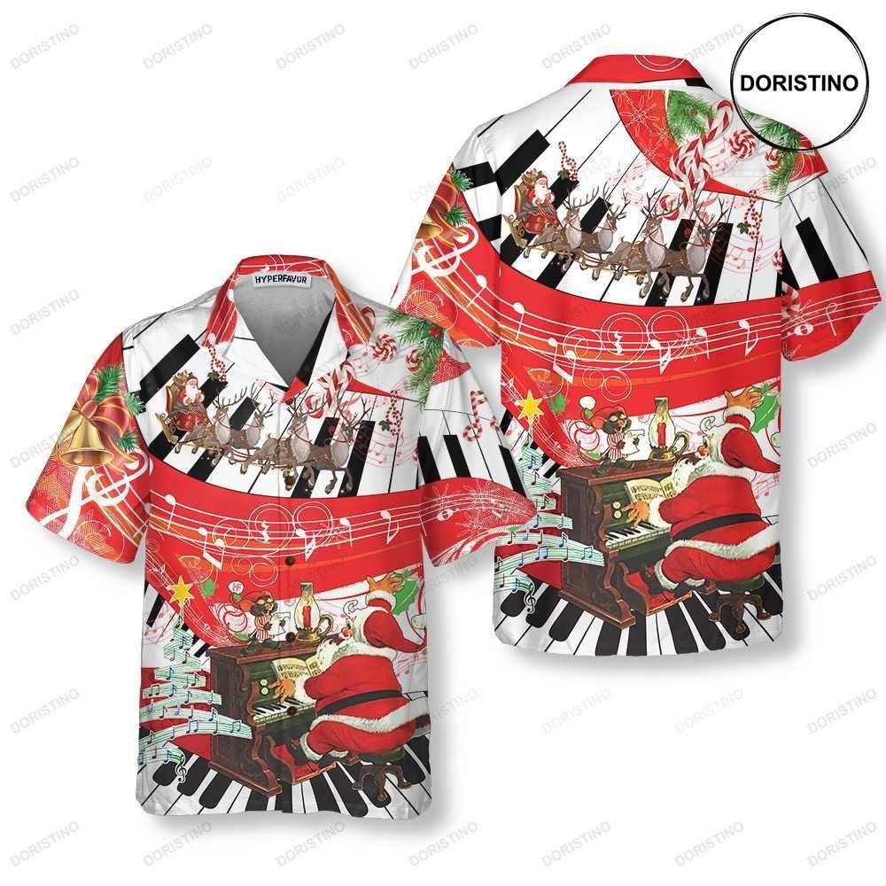 Piano Playing By Santa Claus Funny Santa Claus For Men Women Limited Edition Hawaiian Shirt