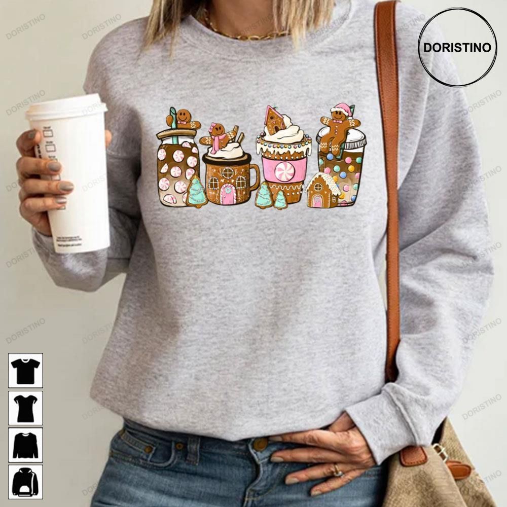 Gingerbread Coffee Christmas Houses Peppermint Iced Latte Sweets Snow Cozy Awesome Shirts