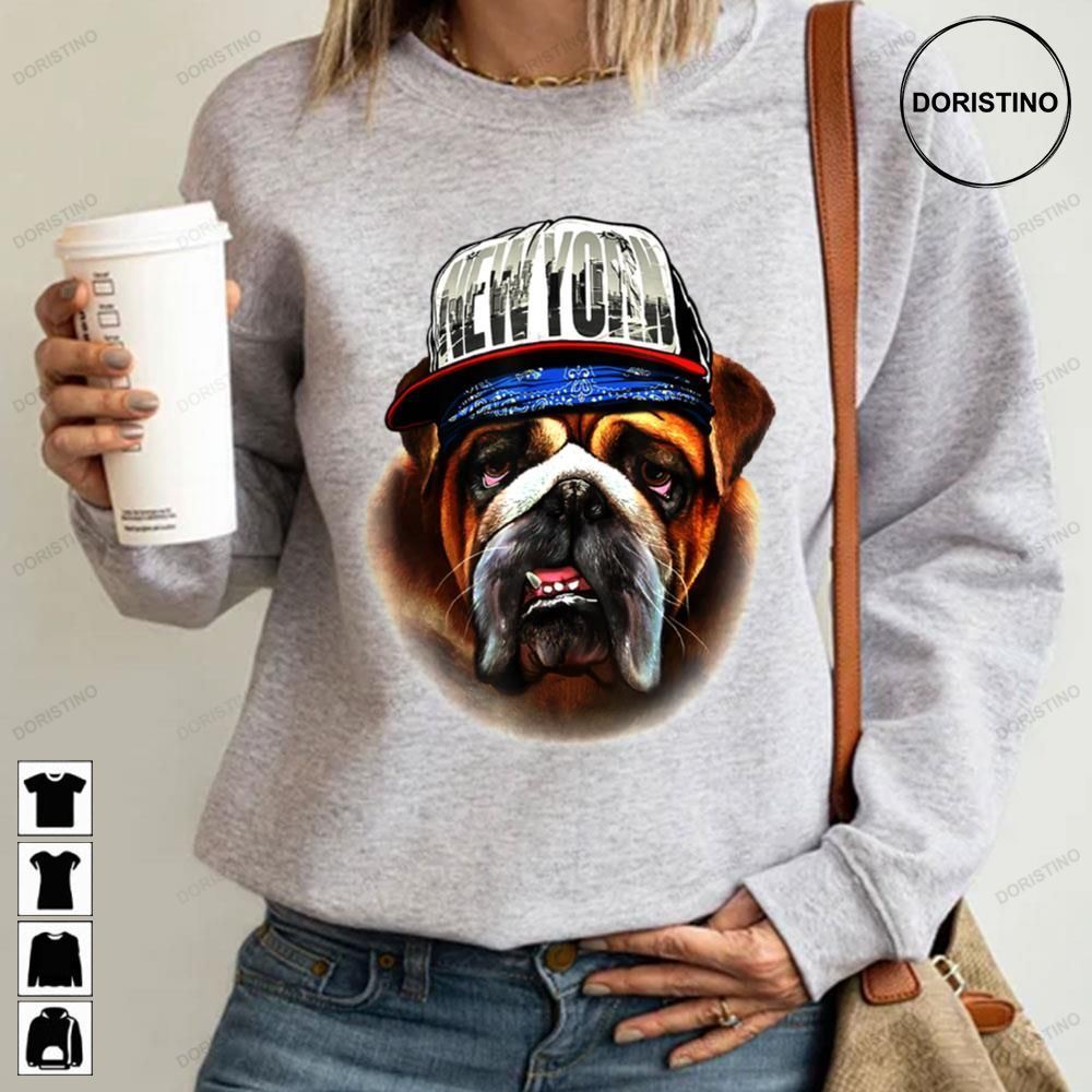 English Bulldog In New York Hip Hop Cap Dog Trending Style