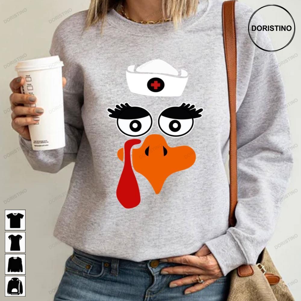 Funny Thanksgiving Nurse Turkey Cartoon Limited Edition T-shirts