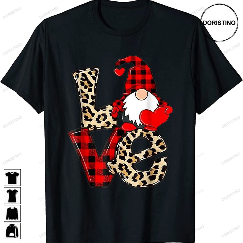 Cute Gnomes Valentines Love Leopard Plaid Couple Matching Awesome Shirts