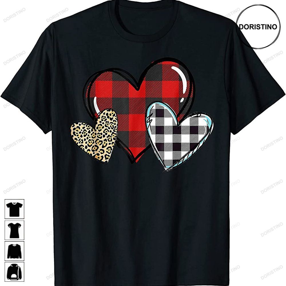 Cute Heart Leopard Buffalo Plaid Lover Hearts Valentines Day Limited Edition T-shirts