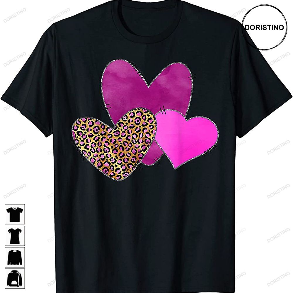 Cute Pink Heart Leopard Pattern Valentine Day Love Pajama Limited Edition T-shirts