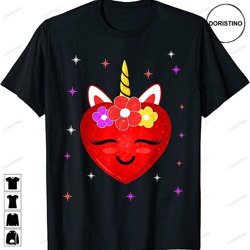 Cute Unicorn Heart Valentines Day Girls Kids Boys Nager Awesome Shirts
