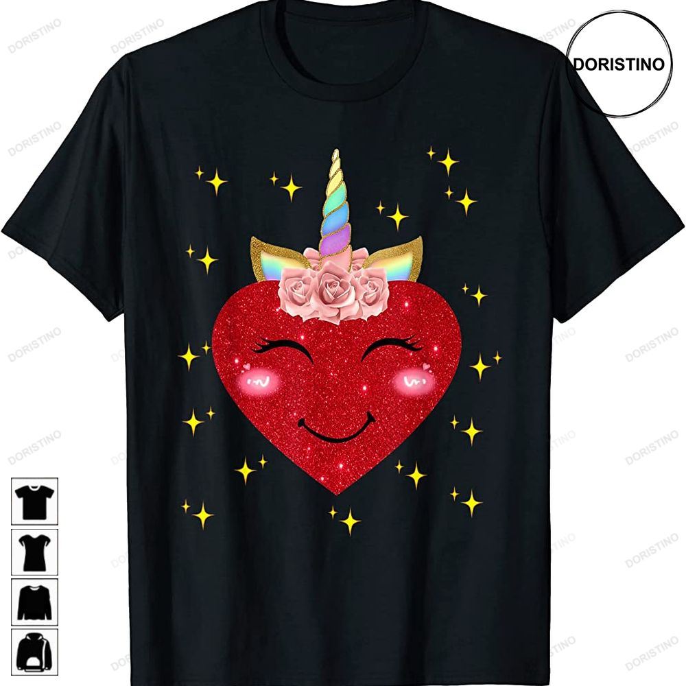 Cute Unicorn Heart Valentines Day Girls Kids Awesome Shirts