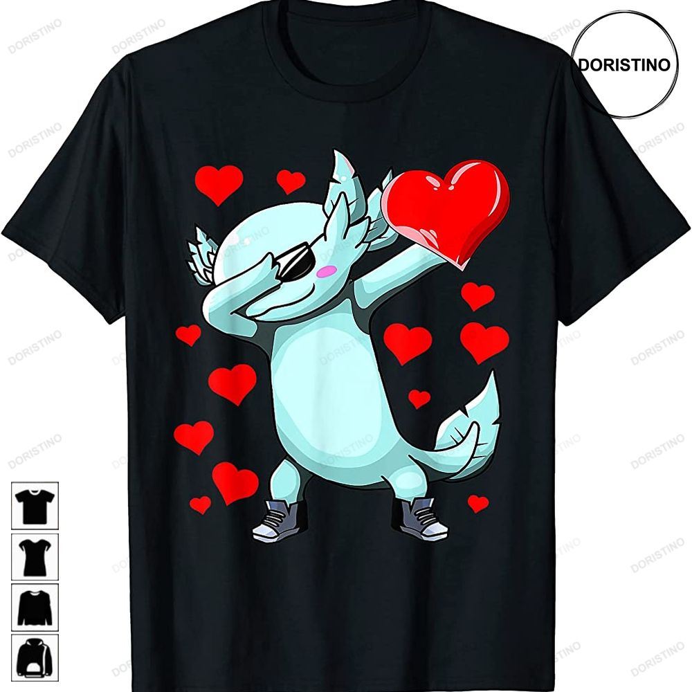 Dabbing Axolotl Heart Valentines Day As Girls Boys Kids Awesome Shirts