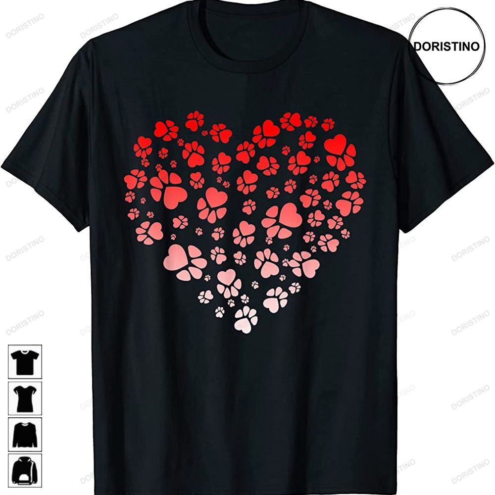 Dog Paw Gifts Love Heart Puppy Dog Valentines Day Awesome Shirts