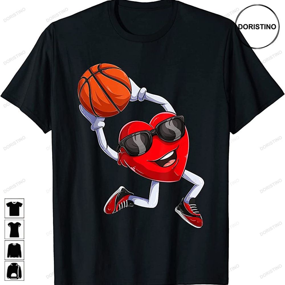 Dunking Heart Basketball Men Kid Boys Valentines Day Limited Edition T-shirts