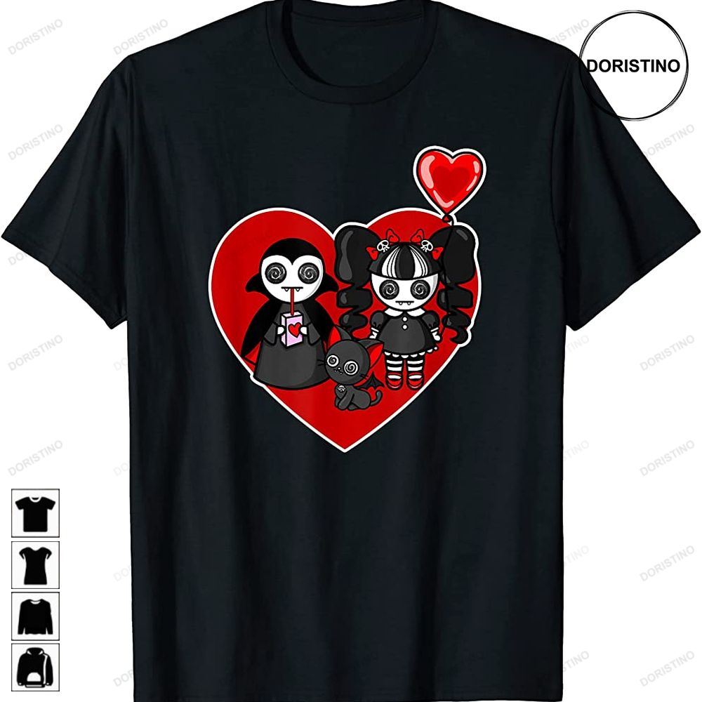 Emo Valentines Day Goth Valentine Kawaii Vampire Couple Cat Limited Edition T-shirts