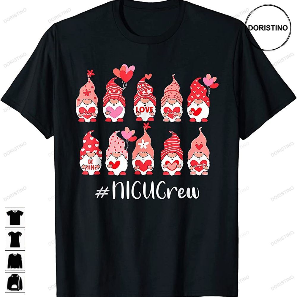 Funny Gnome With Hearts Nicu Crew Valentines Day Matching Limited Edition T-shirts