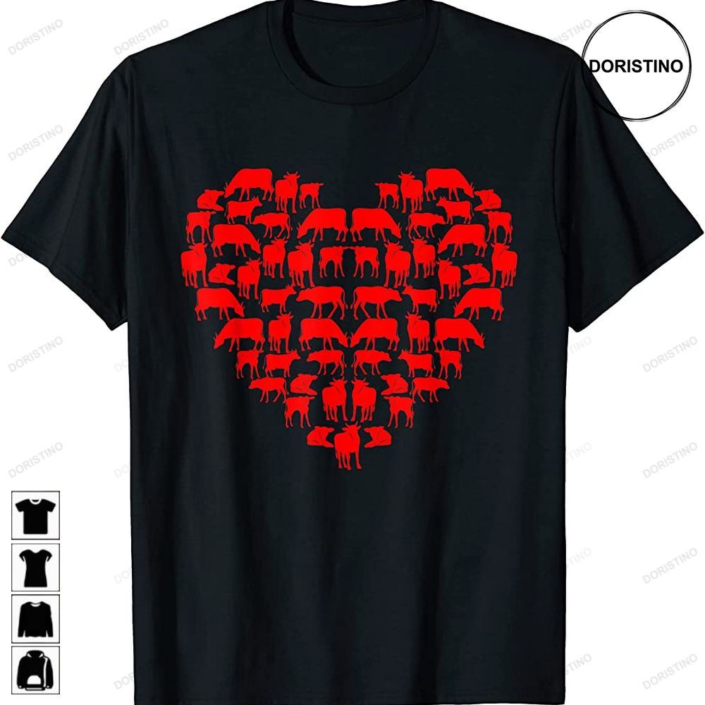 Funny I Love My Cows Lovers Farmers Hearts Valentines Day Awesome Shirts