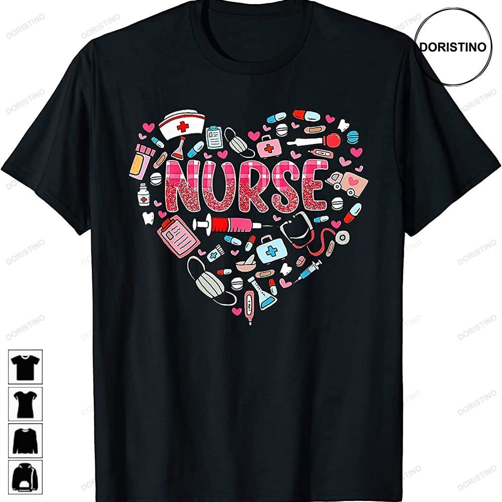 Funny Nurse Heart Nursing Rn Life Valentines Day Awesome Shirts