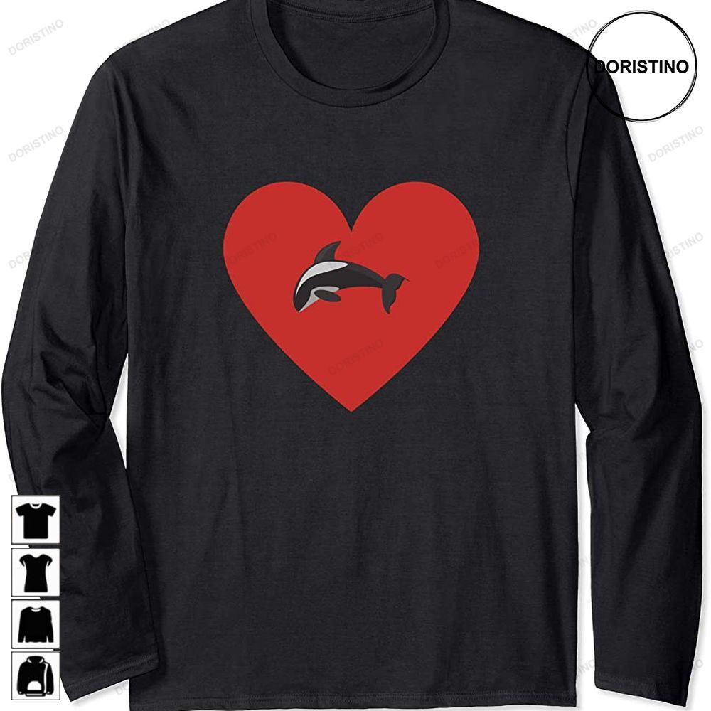 Funny Retro Killer Whale Orca Valentines Day Heart Love Gift Long Sleeve Limited Edition T-shirts
