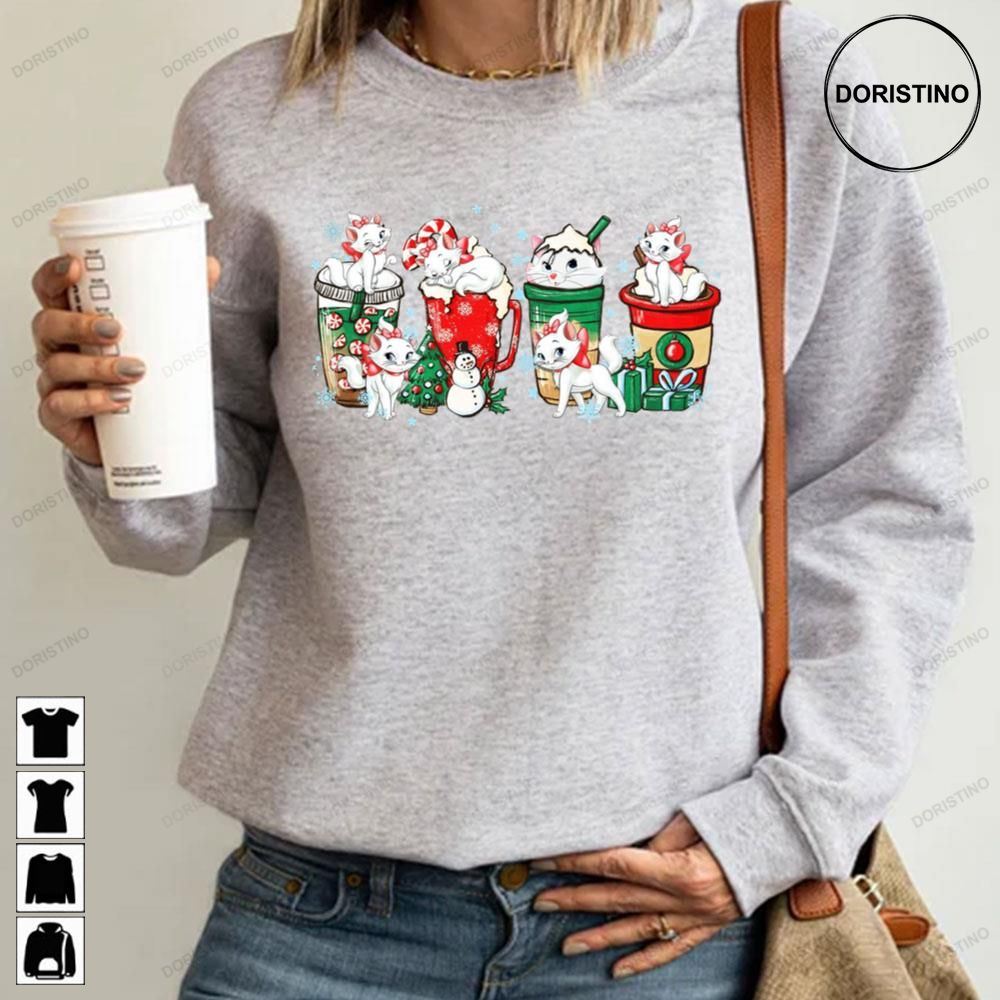 Marie Cat Coffee Christmas Latte Aristocats Cartoon Character Awesome Shirts