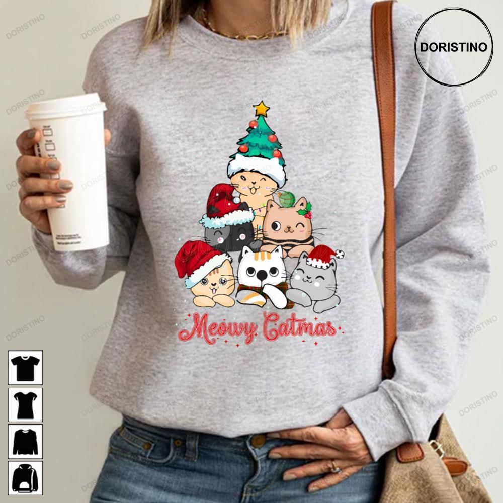 Meowy Catmas Christmas Tree Cat Lover Awesome Shirts