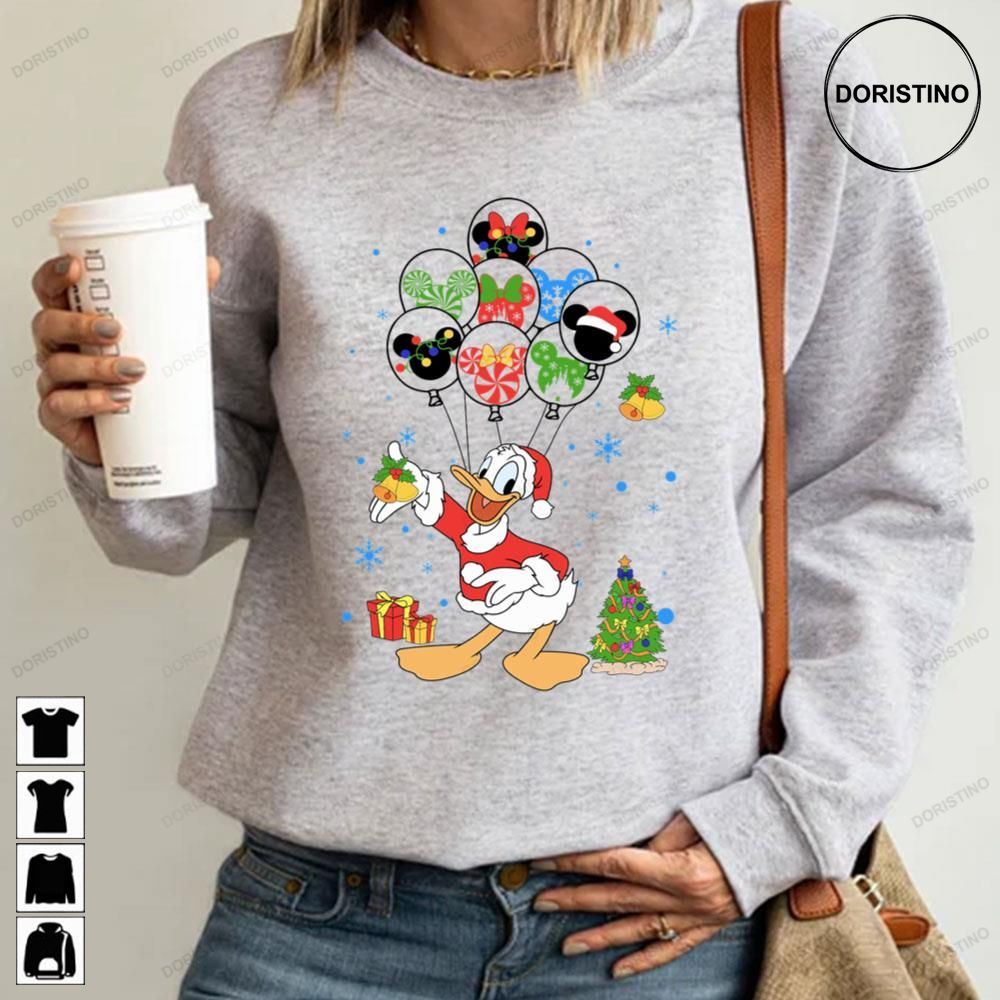 Merry Christmas Cartoon Character With Balloons Donald Trending Style