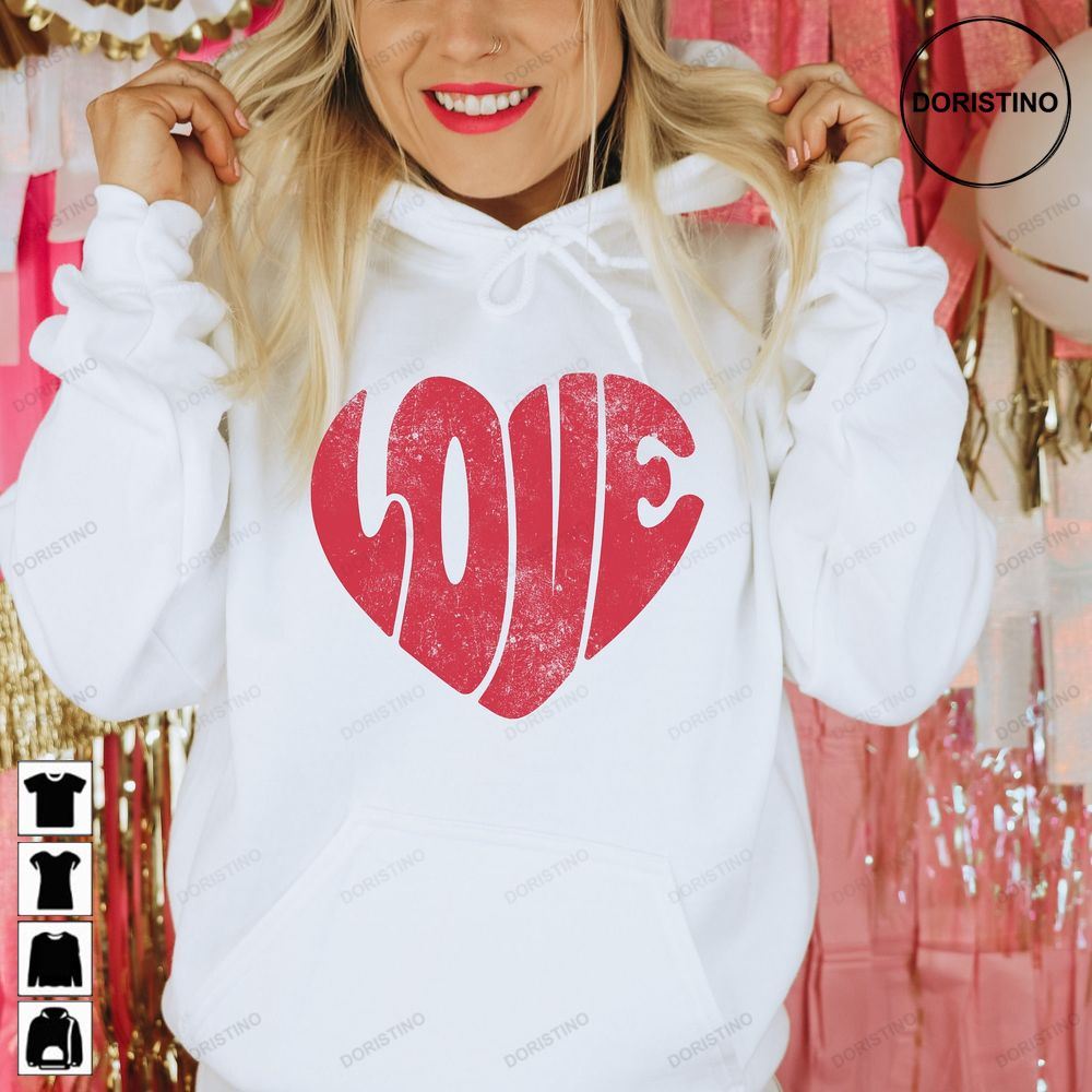 Retro Love Heart Valentines Day Valentines Day Awesome Shirts