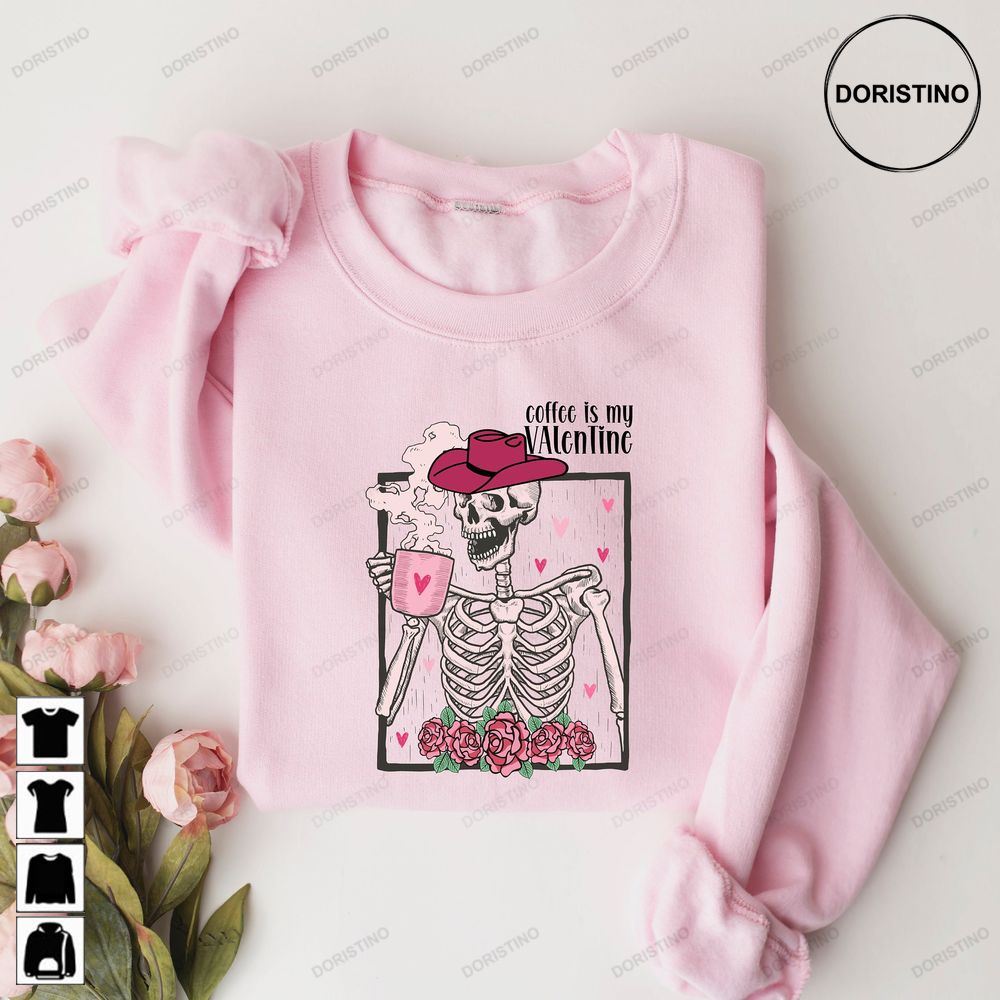 Skeleton Coffee Valentines Retro Valentines Trending Style