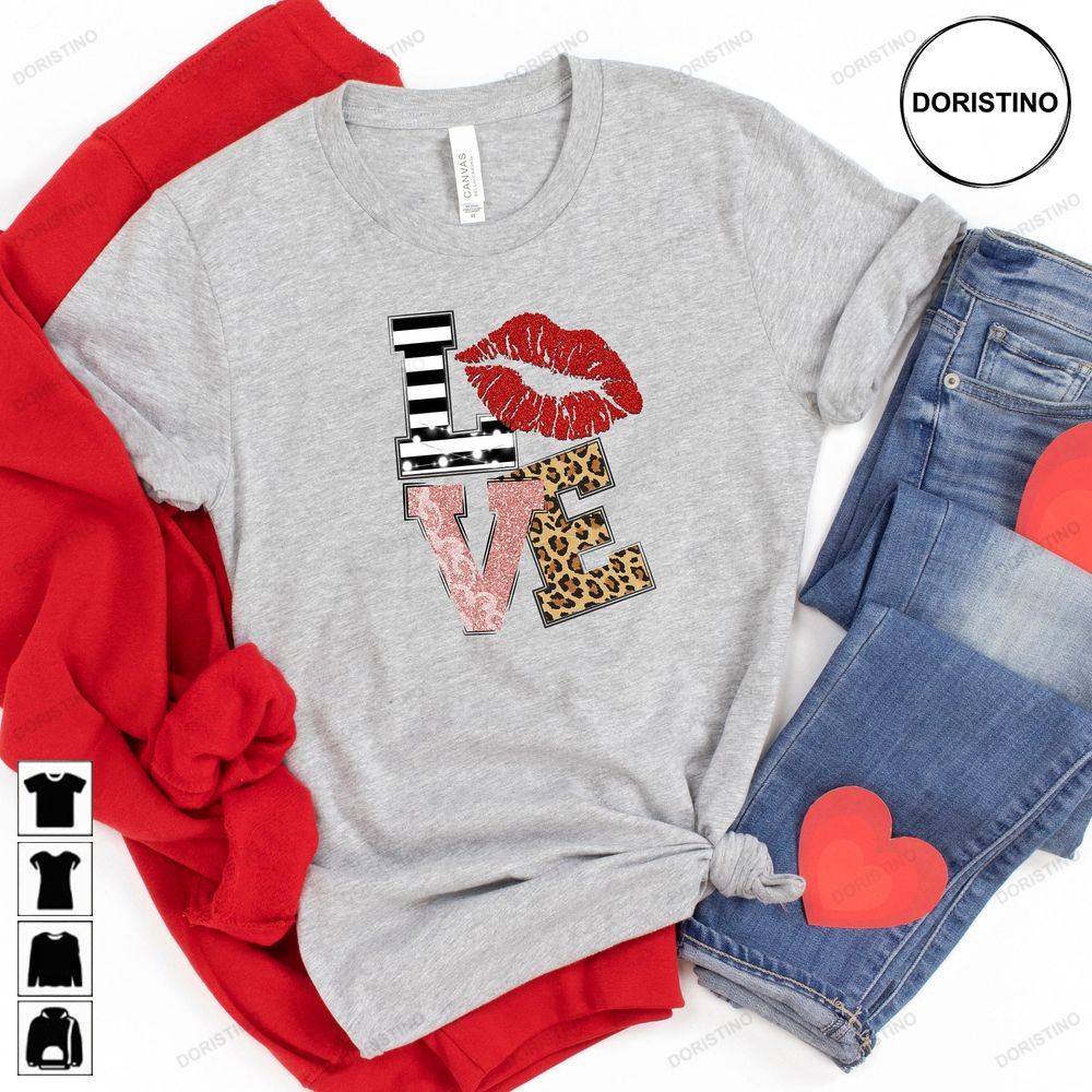 Valentine Love Lips Hearlove Leopard Print Awesome Shirts