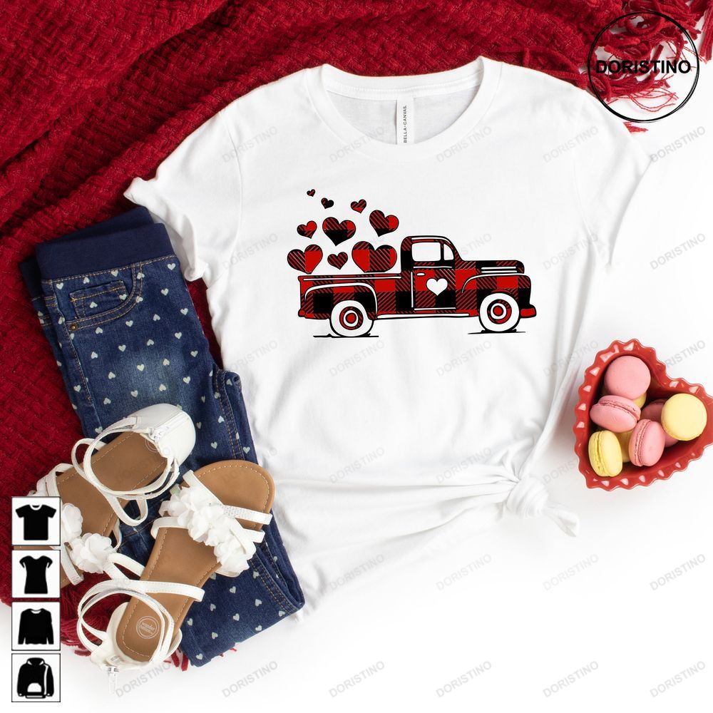 Valentines Buffalo Plaid Truck Valentines Day Awesome Shirts