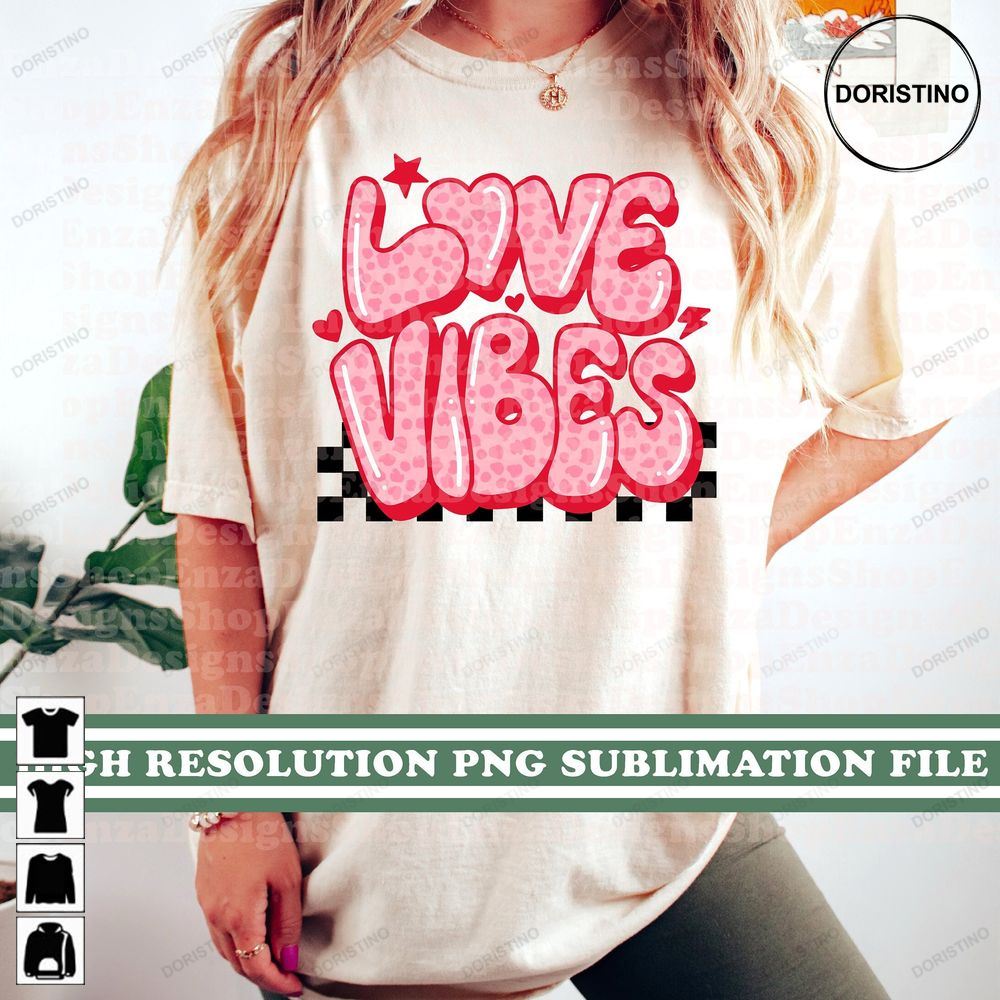 Valentines Love Vibes Kids Valentines Checkered Awesome Shirts