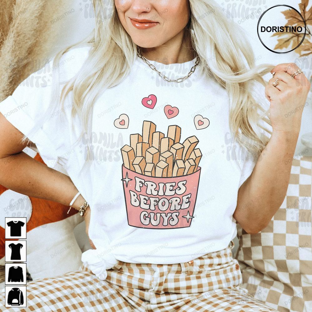 Valentines Sublimation Fries Before Guys Design Limited Edition T-shirts