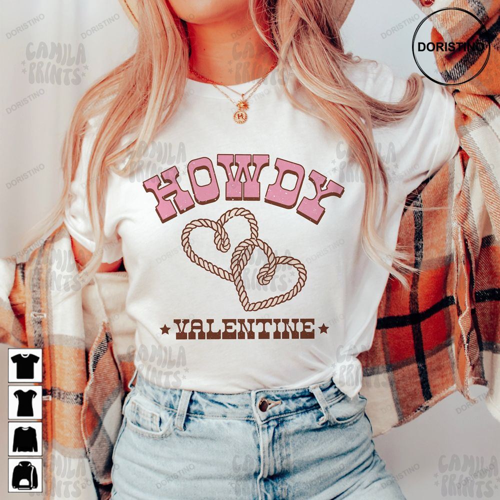 Valentines Sublimation Howdy Valentine Design Awesome Shirts