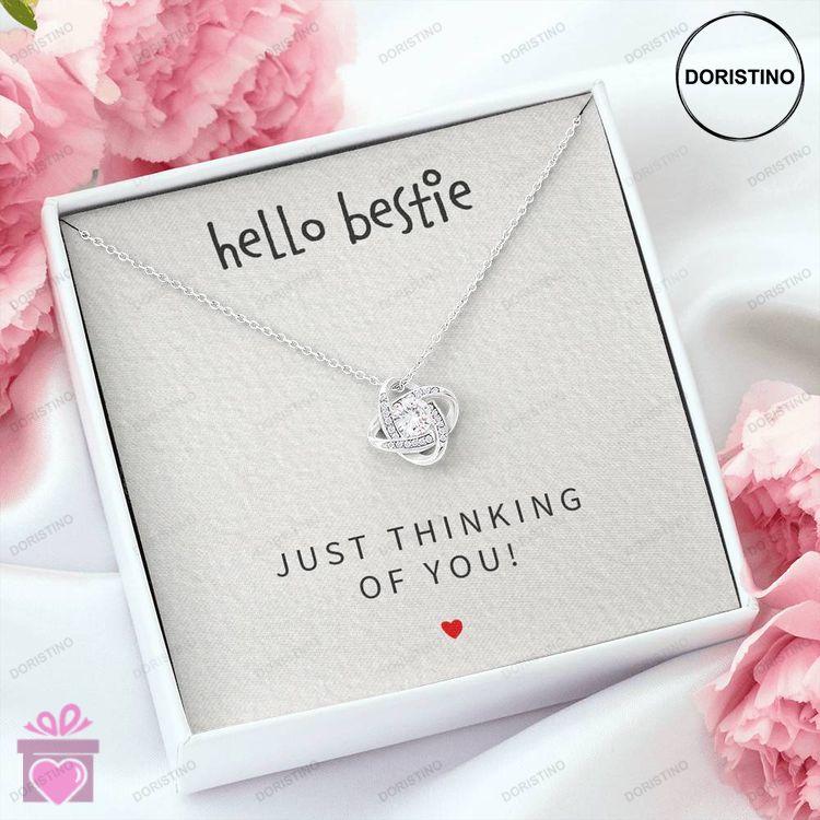 Best Friend Necklace Hello Bestie Just Thinking Of You Love Knot Necklace Doristino Trending Necklace