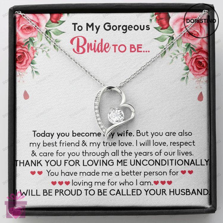 Best Gift For Bride To Be From Groom - Pure Silver Pendant With Message Card Doristino Awesome Necklace