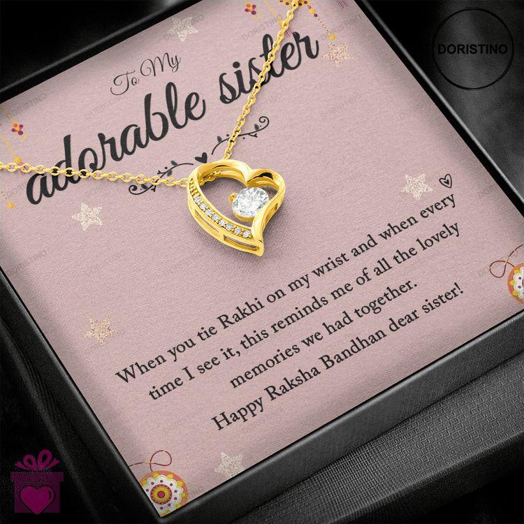 Best Jewelry Gift To Sister For Rakhi - Pure Silver Pendant And Message Card Gift Box Doristino Limited Edition Necklace