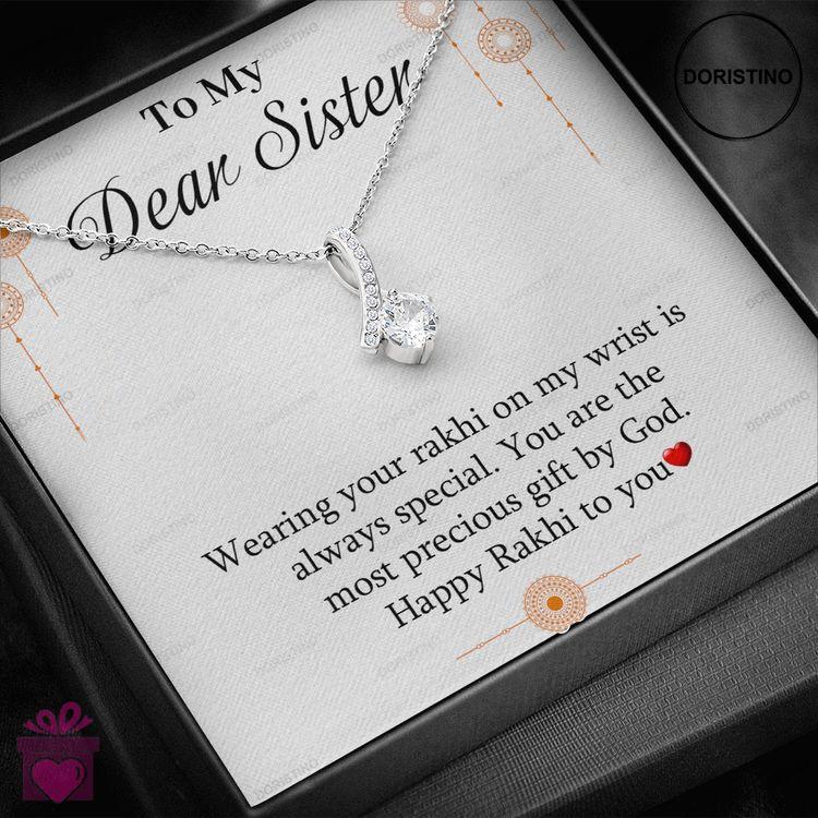 Best Rakhi Gift From Brother To Sister - Pure Silver Pendant And Message Card Gift Box Doristino Limited Edition Necklace