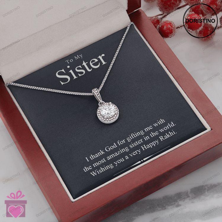 Best Rakhi Gift Idea For Sister - Pure Silver Pendant And Message Card Gift Box Doristino Awesome Necklace
