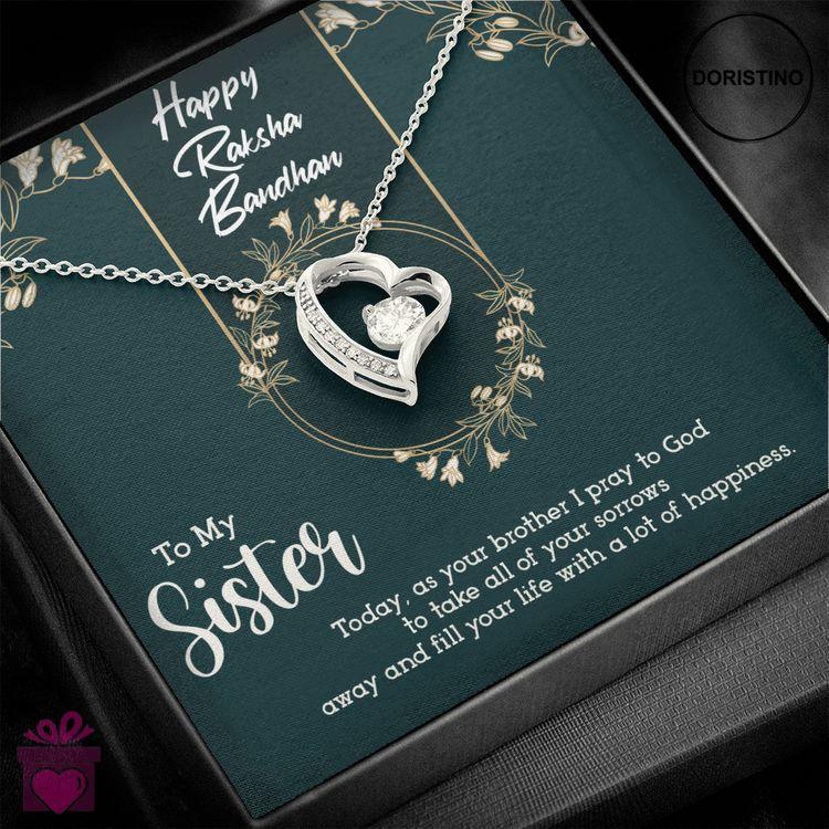 Best Raksha Bandhan Gift For Sister - Pure Silver Pendant And Message Card Gift Box Doristino Awesome Necklace