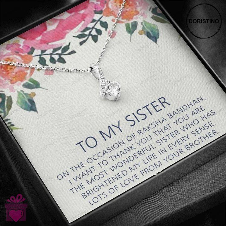 Best Raksha Bandhan Gift To Sister From Brother - Pure Silver Pendant And Message Card Gift Box Doristino Trending Necklace