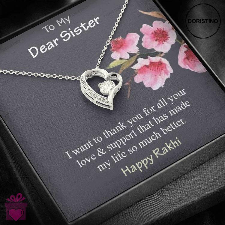 Best Special Raksha Bandhan Gift For Sister - Pure Silver Pendant And Message Card Gift Box Doristino Limited Edition Necklace