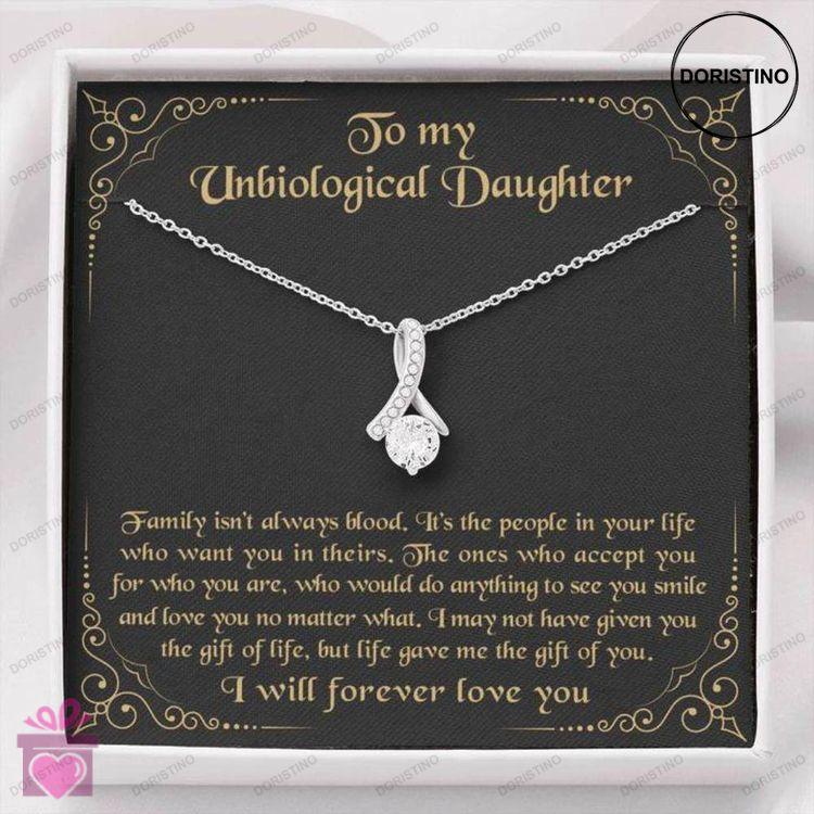 Bonus Daughter Necklace To My Unbiological Daughter Necklace Gift Bonus Daughter Stepdaughter Doristino Trending Necklace